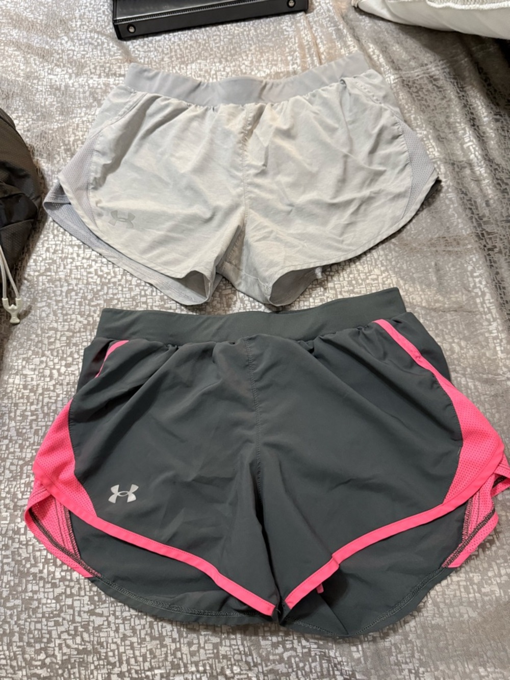 Under Armour Women’s Athletic Shorts — Gray with Pink Trim